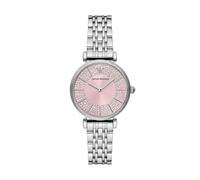 EMPORIO ARMANI Watch for Women, 32mm Two Hand Quartz Movement with Silver Tone Stainless Steel Strap