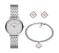 Emporio Armani Watch For Women, 32mm Two hand Quartz movement with Silver tone Stainless steel strap