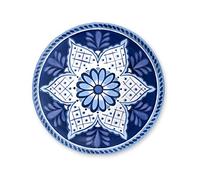 Emporio Zani Touch Mel SANTORINI Lot de 4 assiettes à dessert assorties 100% mélamine Blanc/bleu