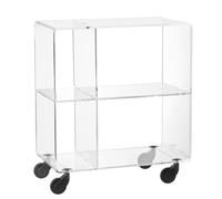 Emporium Living - ANDY - Table basse multifonction sur roulettes en cristal acrylique - Fabriquée en Italie (fumé gris transparent, 90 x 30 x 41 cm)