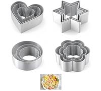 Emporte Piece,12 Pcs Emporte Pièce en Acier Inoxydable Formes Cœur Fleur Étoile Rond Moule à Biscuits pour Pâtisserie Sablé Gâteau Cookies Patisserie Orientale pour Noël Eid Mubarak