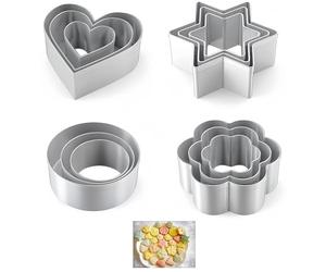 Emporte Piece,12 Pcs Emporte Pièce en Acier Inoxydable Formes Cœur Fleur Étoile Rond Moule à Biscuits pour Pâtisserie Sablé Gâteau Cookies Patisserie Orientale pour Noël Eid Mubarak