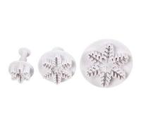 Emporte-pièce avec manche à poinçon, blanc, flocon de neige, D : 3,2+4,8+6,5 cm, 3 pcs / 1 paquet