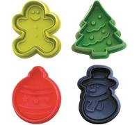 EMPORTE-PIECE AVEC POUSSOIR "" NOEL"" 4 PIECES: SAPIN - BOULE - BONHOMME ET BONHOMME DE NEIGE. DIMENSIONS 5 CM