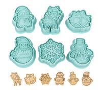 Emporte Piece de Noël, 6 Pièce Moule à Biscuit Noel, 3D Emporte-Pièces, Renne Cloche Flocon de Neige pour Gâteaux Patisserie Biscuits Fondant