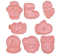 Emporte-pièce de Noël 8 pièces tampons à biscuits à pression bricolage fournitures de cuisson mignonnes pour enfants bonhommes neige bas cannes bonbon cloches mitaines boule cristal renn