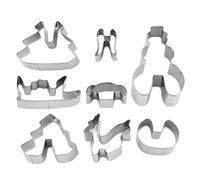 Emporte-pièce de Noël en acier inoxydable avec moules de cuisson 3D en forme bonhomme neige/renne/traîneau/arbres 8 pièces/ensemble pour fête vacances.