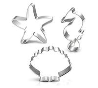 Emporte-pièce en argent en forme d'animal de l'océan, coquillage, étoile de mer, hippocampe, milkshakes, biscuits, fondant, artisanat créatif et exquis