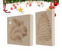 Emporte-pièce en bois forme animale - ensemble 3D en deux pièces, démoulage facile, motifs créatifs de pommes de pin écureuil, adapté aux débutants, amateurs de pâtisserie, parfait pour les vacances,