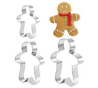 Emporte-pièce en forme de bonhomme en pain d'épices 3 pièces - Emporte-pièces en acier inoxydable 12,5 cm, 10 cm et 8 cm - Différentes tailles - par TRIXES