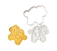 Emporte-pièce en forme de cheval - Emporte-pièce de presse d'impression 3D de 9,4 cm | Emporte-pièce pour biscuits chevaux de dessin animé facile à libérer - Outil de cuisson DIY mignon