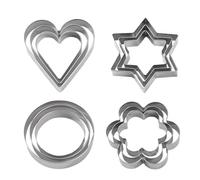 Emporte-pièce en forme de cœur pour biscuits en forme de cœur, 12 fois le sceau de l'emporte-pièce pour petits biscuits, accessoires de cuisson, 4 formes de pâtisserie, moules en fondant et biscuits