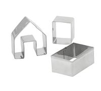 Emporte-pièce en forme de maison en pain d'épices 3 pièces en acier inoxydable, moules de cuisson en métal, petit kit de maison en pain d'épices, moule de cuisson pour maison de Noël, emporte-pièce en