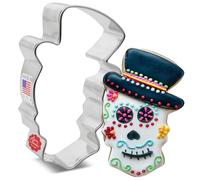 Emporte-pièce en forme de tête de mort en sucre avec chapeau haut-de-forme de 10,2 cm, Emporte Piece Halloween, fabriqué aux États-Unis par Ann Clark