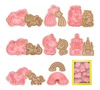 Emporte Pièce Licorne, Emporte Piece Patisserie Licorne, 3D Moule Biscuit Plastique, 8PCS Cookie Cutter Enfant, Gâteau Biscuit Fondant Décoration