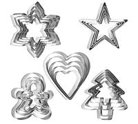 Emporte Piece Noel, 25pcs Emporte Pièce Noël Inoxydable, Moule Noel Sapin de Noel Flocon de Neige Bonhomme en Pain d’épice Cœur Star, Moule Biscuit Noel pour DIY Pain d'épice Gâteau Cookie Pâtisserie