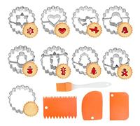 Emporte Piece Noel 9 Pièces Couteau à Biscuits de Noël Kit De Cuisson Pour Modèle de Biscuits Le Couteau à Biscuits de Noël est Livré Avec une Petite Brosse en Plastique et Trois Couteaux en Plastique