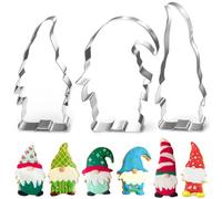 Emporte Piece Noël, Lot de 3 Emporte Pièces Moule à Biscuits Patisserie Gâteau Cookies Sablé en 3 Forme de Gnome de Noel, Grand Decoupoir Biscuit de Père Noël en Acier Inoxydable pour Enfants