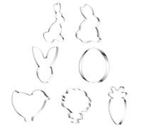 Emporte Piece Paques, 7 Pcs Moule à Biscuits de Pâques en Acier Inoxydable, Emporte Piece Biscuit Lapin Tête de Lapin, Bouquet, œuf, Oiseau, Carotte pour Cuisson Bricolage Deco Pâques