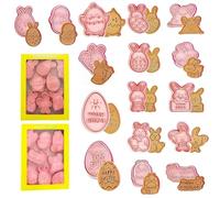 Emporte Pièce Pâques, Emporte Piece Patisserie, 3D Moule Biscuit, Cookie Cutter Plastique Enfant, Lot de 16 Pâques Emporte-pièces Moule, Lapins, œufs, Poussin