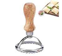 Emporte-pièce pour raviolis - Avec poignée en bois - Créatif - Pour la cuisine, les pâtes, les raviolis - Forme ronde, carrée, cœur - Facile à utiliser