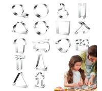 Emporte-pièces - 6 cm - Emporte-pièces en acier inoxydable pour idées de pâtisserie créatives pour, lot de 16 pièces avec gaufrage, idéal pour la pâte, le fondant et les vacances - Parfait