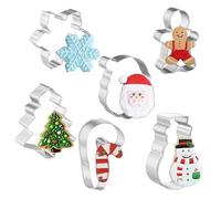 Emporte-Pièces À Biscuits De Noël - 6 Pièces En Acier Inoxydable Bonhomme De Neige Et Canne En Sucre | Coffret De Moules En Métal Pour Fêtes À Biscuits - Pour Nourriture Dessert Pâtisserie Adultes