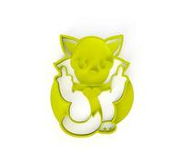 Emporte-pièces avec chat qui fait des doigts d'honneur jaune fluo