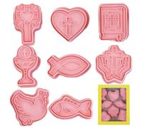 emporte-pièces chrétiennes - emporte-pièces pour biscuits chrétiens, ensemble de moules à biscuits pour baptême religieux de 8 | emporte-pièces avec tasse sacrée pour Pâques Halloween Noël Religios