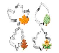 Emporte-pièces d'automne Feuilles, Set d'emporte-pièces pour biscuits en forme de feuille d'érable, Emporte-pièces en acier inoxydable en forme de feuille de chêne, 4 formes de feuilles pour