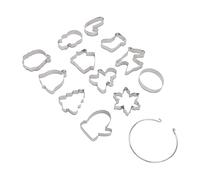 Emporte-pièces de Noël 12 pièces en acier inoxydable thème de Noël emporte-pièces à dégagement rapide en argent avec anneaux de rangement pour la pâtisserie de vacances, la