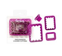 Decora 0255310 KIT 4 EMPORTE-PIÈCES RECTANGULAIRE CANNELE CM 1,5-3,5-5,5-7,5H2, Plastique