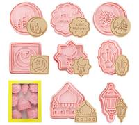 Emporte-pièces Eid Mubarak, 8 Pcs Ramadan Emporte Pièce, 3D Ramadan Moule Biscuit Plastique Enfant, Muslimischen Cookie Cutter Tampon Biscuit Decoupoir Patisserie pour Fondant Biscuit Cookie Gâteau