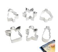 Emporte-pièces - Emporte-pièces de Noël | Set d'emporte-pièces en métal de Noël 6 moules à biscuits | Arbre de Noël, bonhommes en pain d'épice, flocon de neige, ange, cloche, pâtisserie