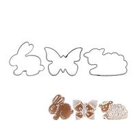 Emporte-pièces en acier lapin papillon agneau 3 pièces.