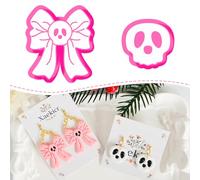 Emporte-pièces en argile polymère en forme de crâne et squelette de dessin animé - Coupe-boucles d'oreilles en argile pour boucles d'oreilles - Moules mignons en argile polymère pour la fabrication de