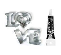 Emporte-pièces en inox Love + Stylo de glaçage noir Youdoit
