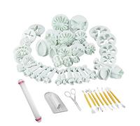 Emporte-Pièces, ilauke 47 Kit de Moule de Décoration Bricolage, Moules à Forme Spécifique Motif Fleur, Cœur, Papillon, Étoile, Moules à Ptisserie pour Décoration Pâte à Sucre, Gâteau, Biscuit, Blanc