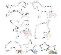Emporte-pièces Licorne Étoile, 7 Pièces Ensemble Emporte-pièces Cheval de Noël, Emporte-pièce Acier Inoxydable Tête Cheval, Emporte-pièce Arc-en-Ciel, Cadeaux Emporte-pièce Poney pour Biscuits Enfants