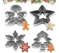 Emporte Pièces Noël, 20 Pièce 3D Moule Biscuit Plastique Moule à Biscuits pour Enfants Moule Cookie, Acier Inoxydable Moule à Biscuits Cookies Sablés Patisserie Decoupoir en Forme Père Noël