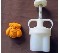 Emporte-pièces pour biscuits en forme de mooncake, Moule à gâteau de lune 3D en forme de lapin, motif fleur porte-bonheur, blanc, 30 g/50 g(E,50g)