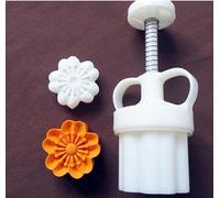 Emporte-pièces pour biscuits en forme de mooncake, Moule à gâteau de lune 3D en forme de lapin, motif fleur porte-bonheur, blanc, 30 g/50 g(B,50g)