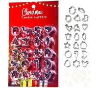 Emporte-pièces pour, emporte-pièces en acier inoxydable, 20X Petit emporte -pièce pour Noël, Moules à biscuits robustes, outils de cuisson 3D, moules de gaufrage de biscuits multifonctionnels