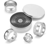 Emporte-Pièces Rond Patisserie Cannelés Découpoirs à Biscuits pour Biscuit | Lot de 12 Emporte-Piece Cannelés à Bords Ondulés de 2,6 cm à 11,2 cm Découpoirs à Biscuits pour Scones Donuts et Patisserie