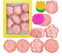 Emporte-pièces Sakura,8 Pièces 3D Moule Biscuit Emporte Piece en Plastique,Emporte-pièces en Forme de Fleurs pour Décoration de Fondant Biscuit Cookie Pâtisserie Gâteau