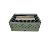 Empotec - Barbecue rectangulaire sans fumée - Système de ventilation réglable - Grille 45 x 27 cm - Chromé avec protection anti-goutte pratique - Transportable - Ventilateur 4 piles AA - Utilisation