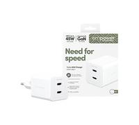 empower by PanzerGlass - Adaptateur secteur - 45 Watt - Power Delivery 3.1 - 2 connecteurs de sortie (USB-C) - blanc argenté