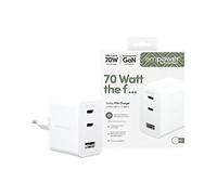 empower by PanzerGlass - Adaptateur secteur - 70 watt - Power Delivery 3.1 - 3 connecteurs de sortie (2 x USB-C, USB type A) - blanc argenté
