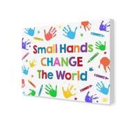 Empowering Children’s Wall Decor, “Small Hands Change the World” Canvas, for Future Leaders in School and Home (Framed,16x24inch(40x60cm))