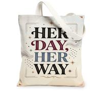 Empowering Typography Sac fourre-tout minimaliste en toile 33 x 38 cm | Citation stimulante, accents célestes, cadre minimaliste, port quotidien polyvalent, esthétique positive